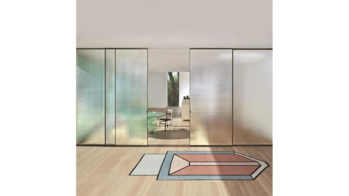 Porta per interni con ante scorrevoli Sherazade Slide in vetro con telaio in alluminio di Glas Italia